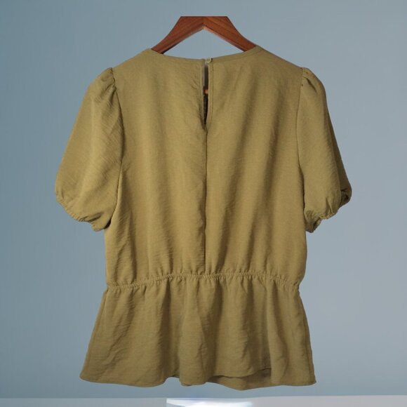Nine West Olive Green Peplum Top Size Large - Picture 2 of 7